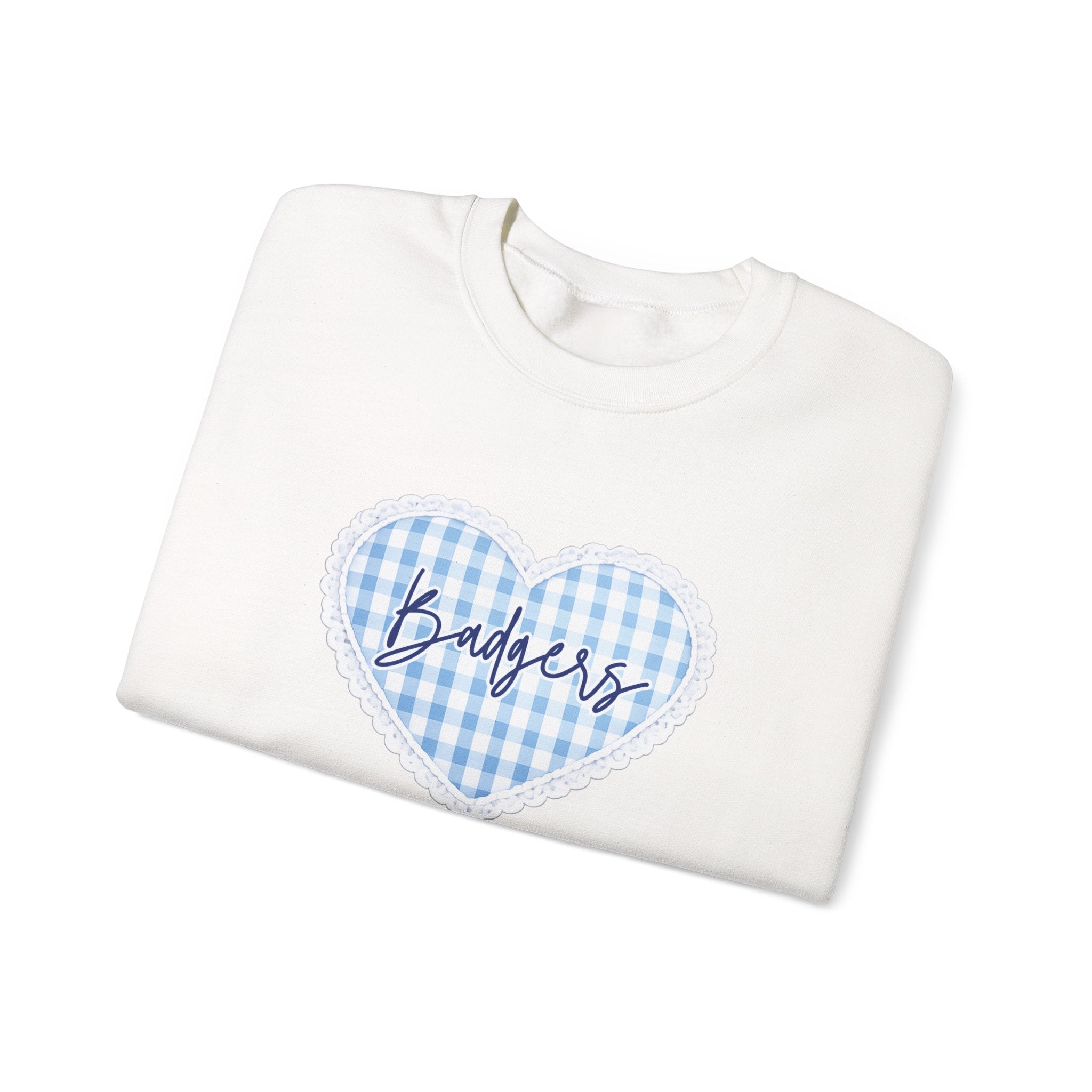 Gingham heart badgers Unisex Heavy Blend™ Crewneck Sweatshirt