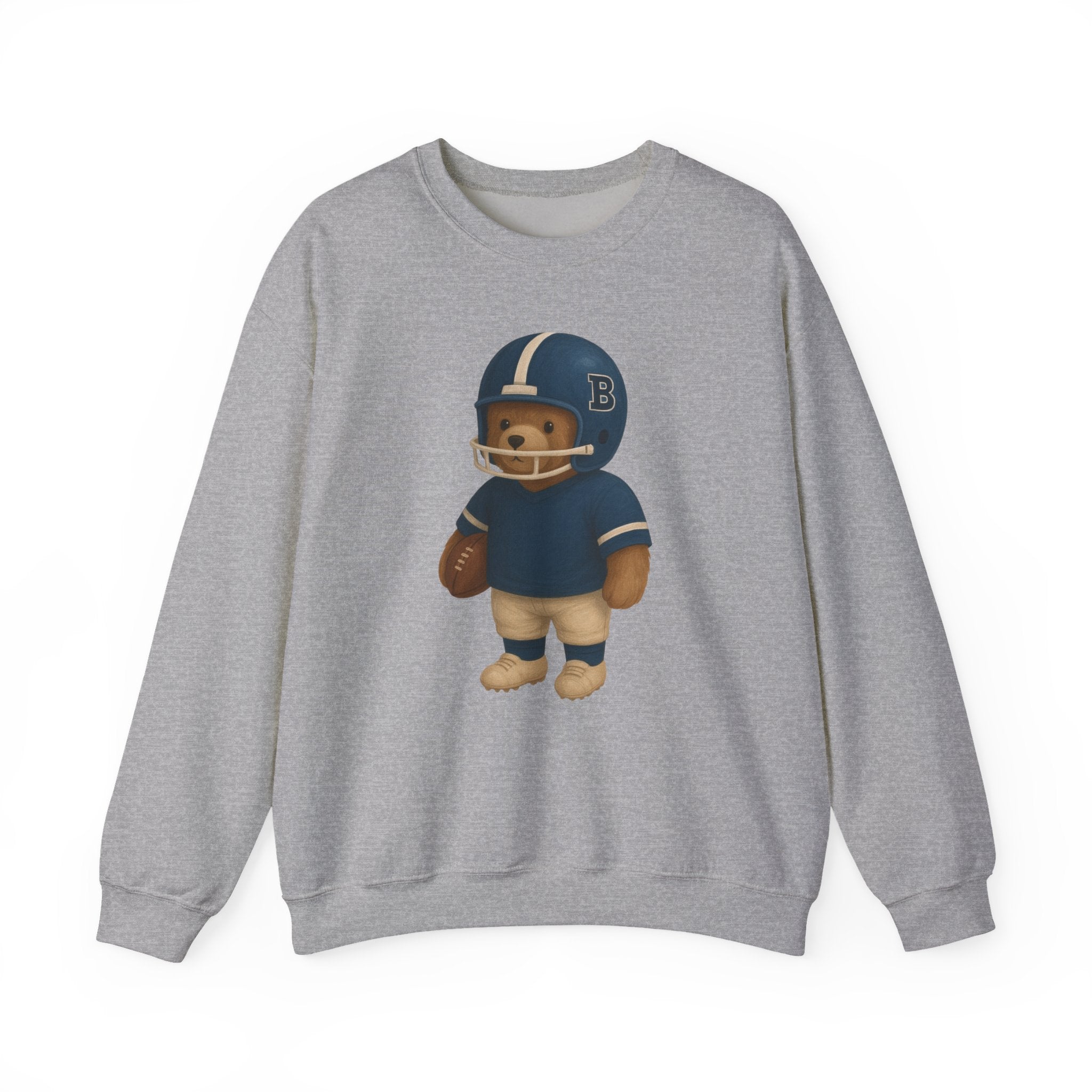Cute Bear Football Sweatshirt, Cozy Football Apparel, Unisex Crewneck, Gift for Sports Fans, Football Season Style, Comfortable Casual Wear