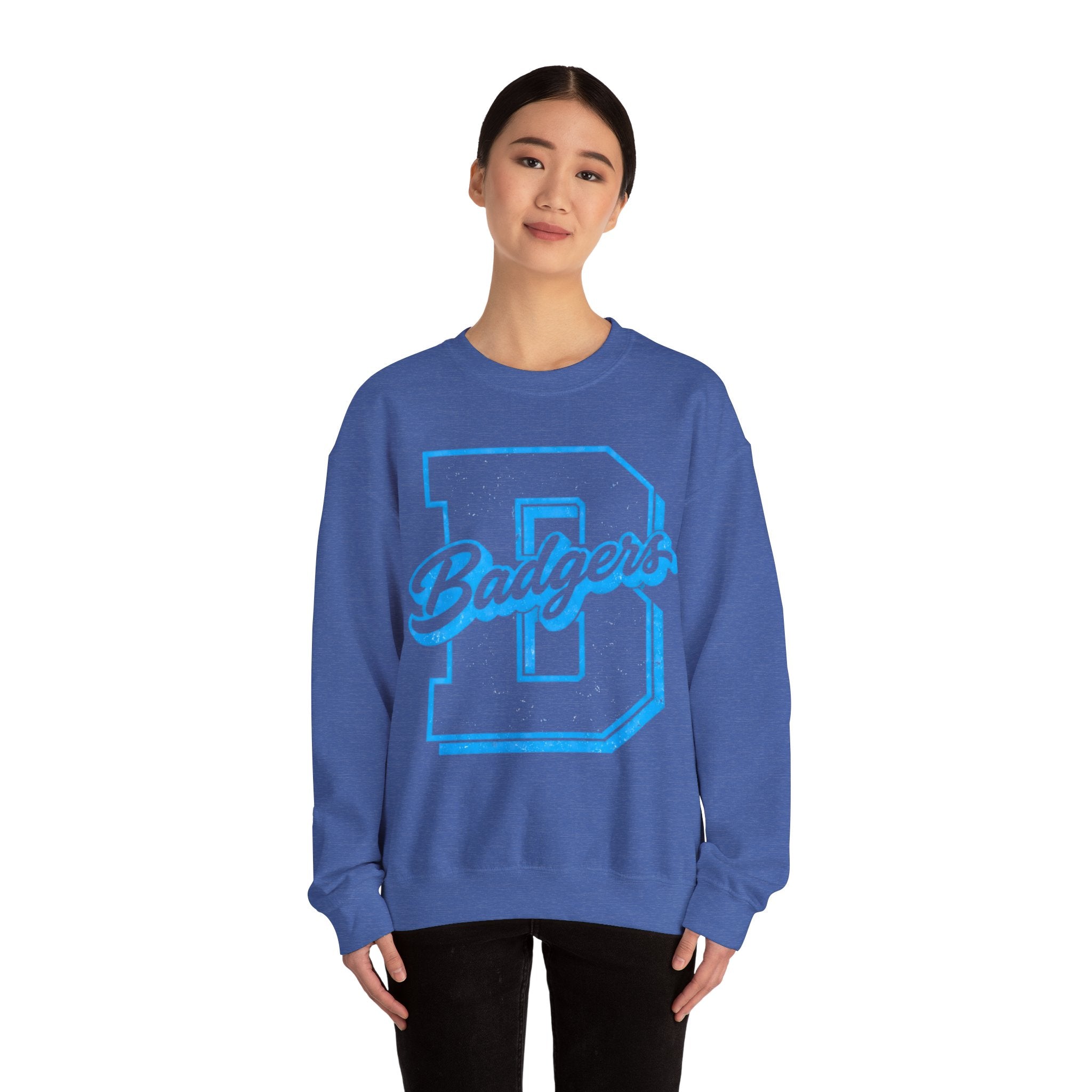 Light blue B and badgers Unisex Heavy Blend™ Crewneck Sweatshirt