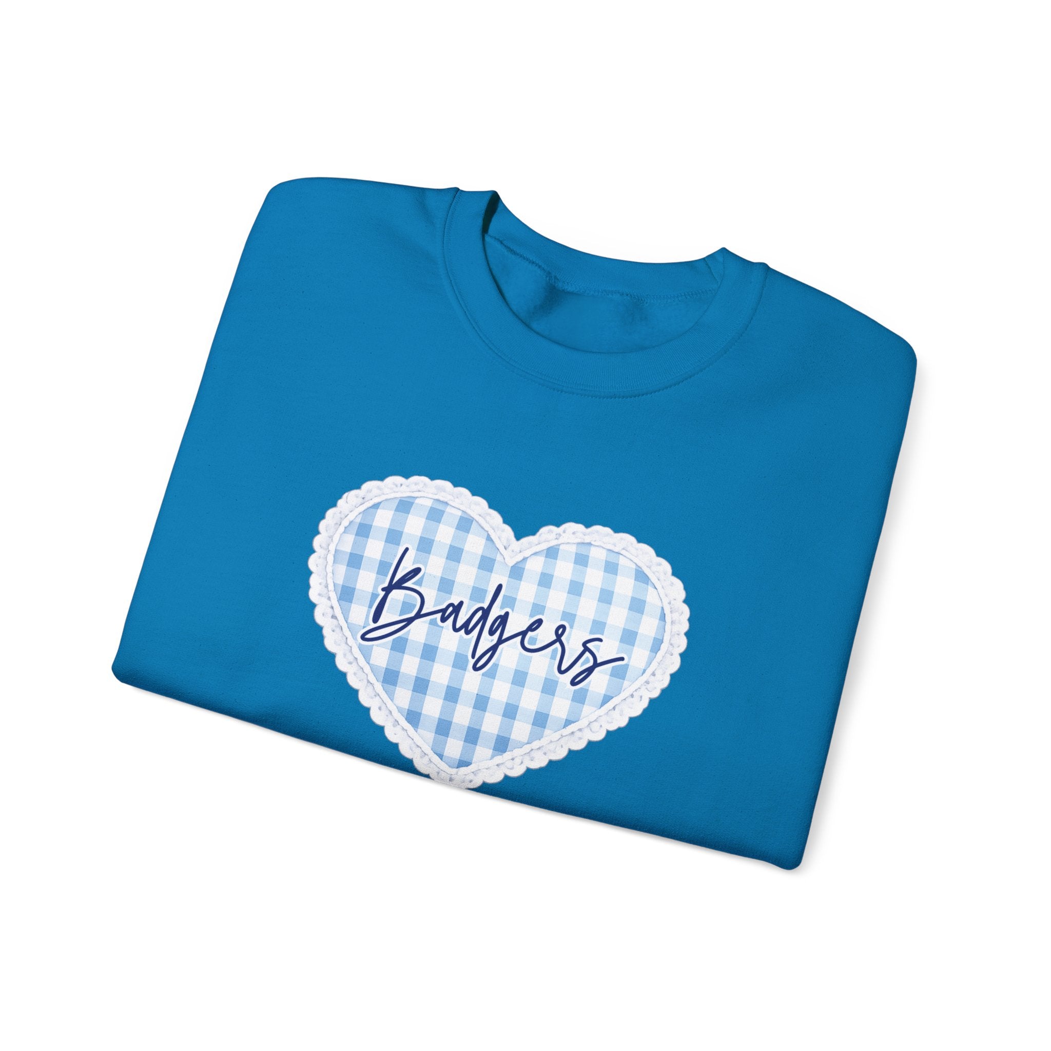 Gingham heart badgers Unisex Heavy Blend™ Crewneck Sweatshirt