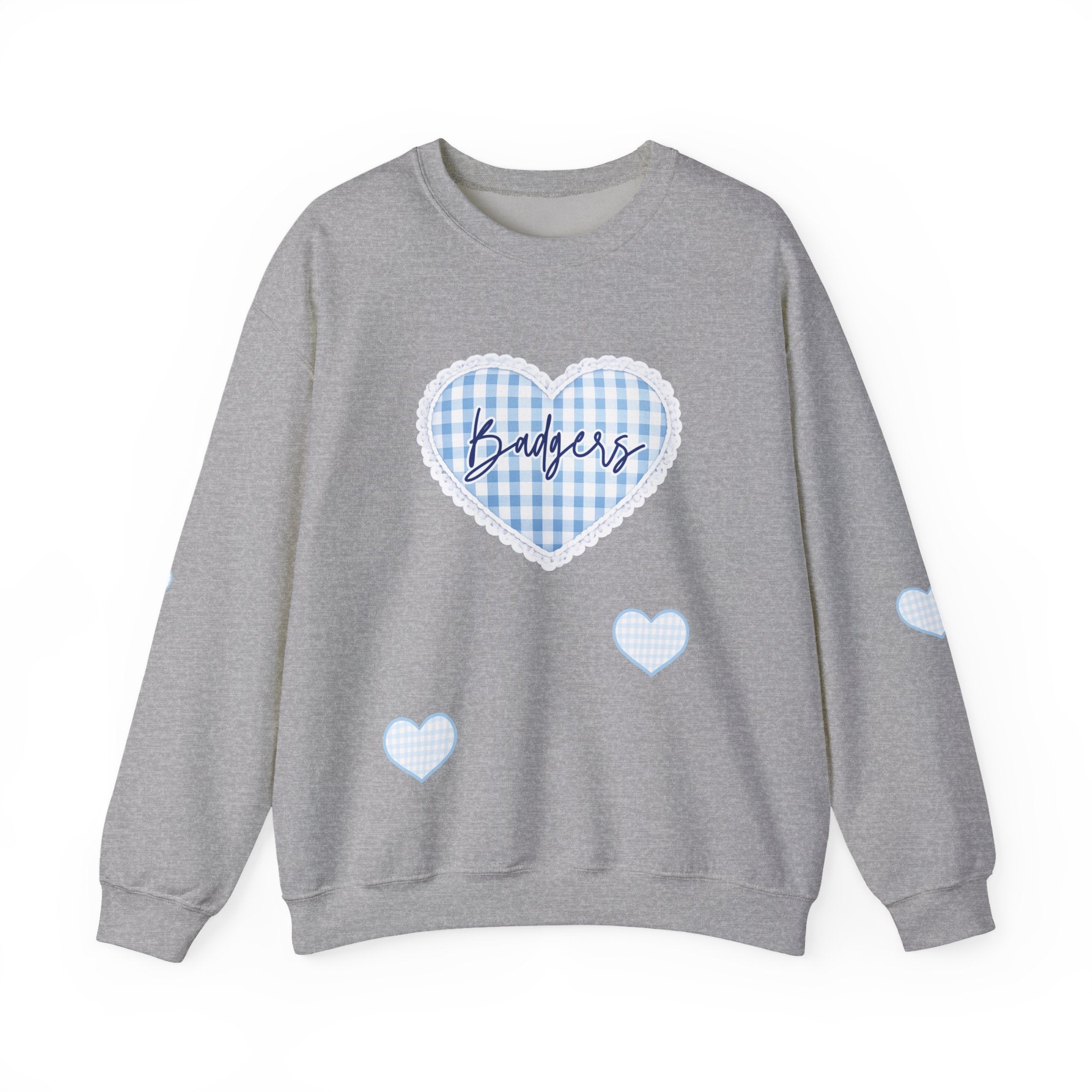 Gingham heart badgers Unisex Heavy Blend™ Crewneck Sweatshirt