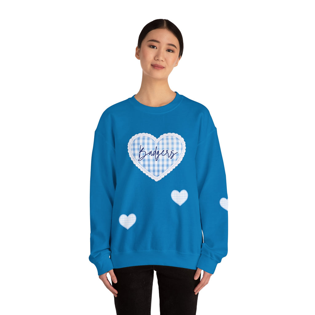 Gingham heart badgers Unisex Heavy Blend™ Crewneck Sweatshirt