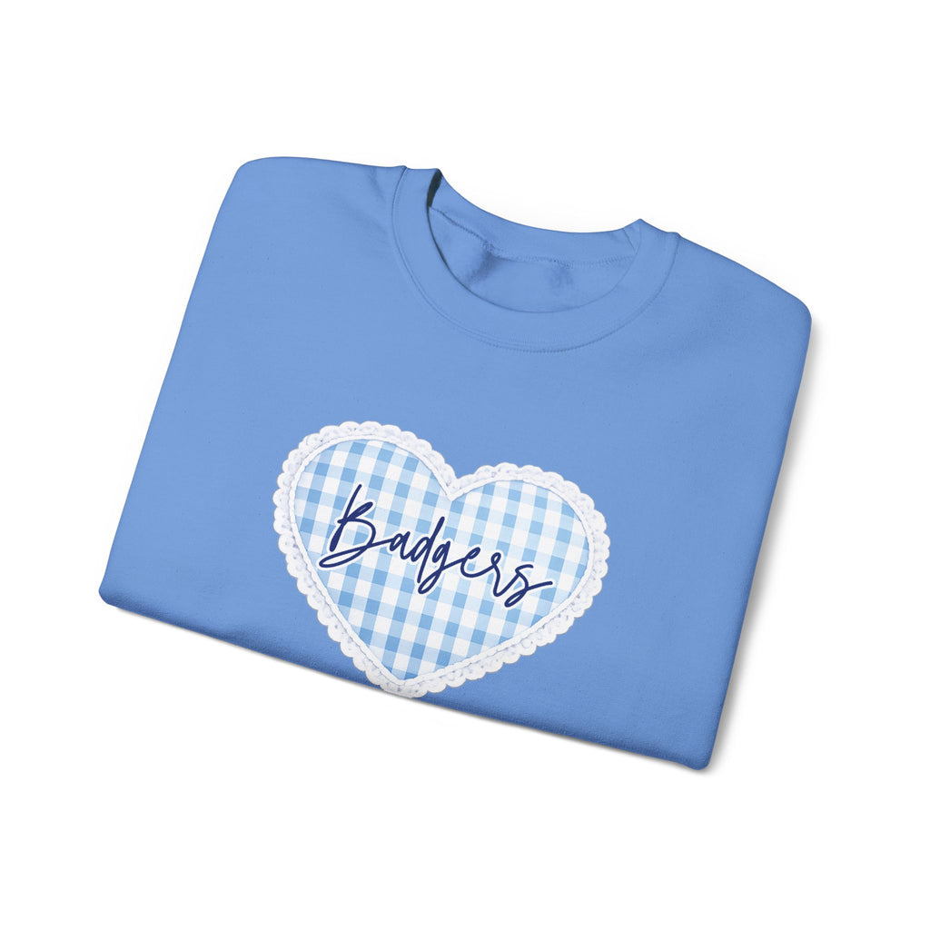 Gingham heart badgers Unisex Heavy Blend™ Crewneck Sweatshirt