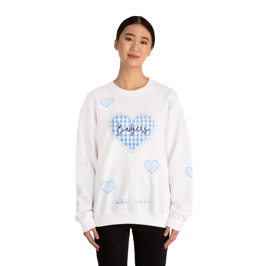 Gingham heart badgers Unisex Heavy Blend™ Crewneck Sweatshirt