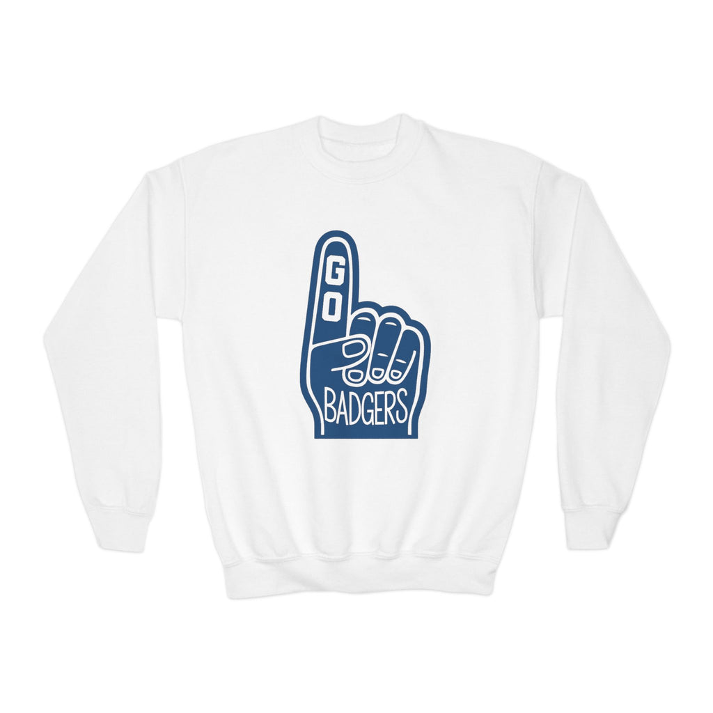 Youth Crewneck Sweatshirt with 'Go Badgers' Design - Fun, Comfortable, Perfect for Game Day, School Spirit, Youth Apparel, Sports Fans