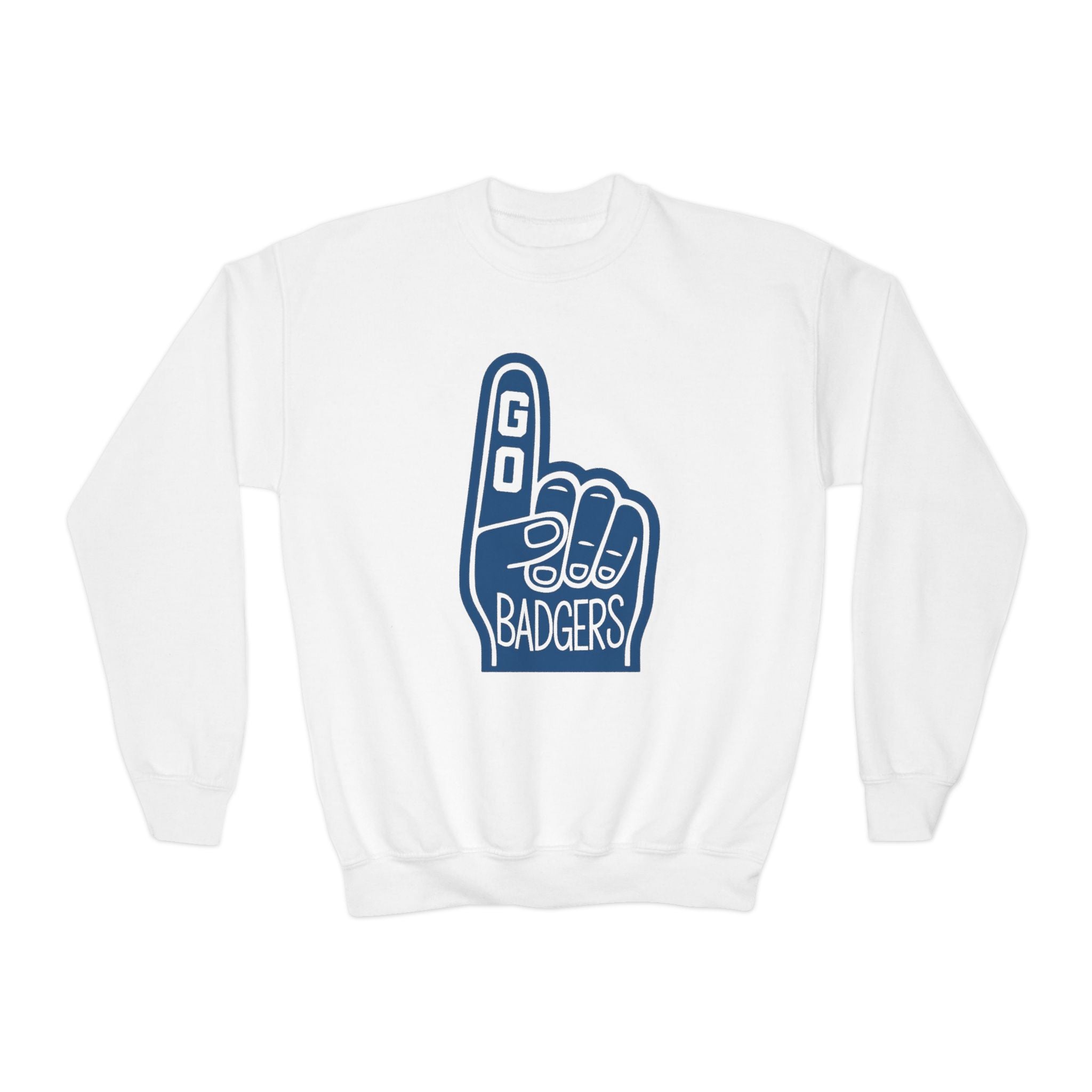 Youth Crewneck Sweatshirt with 'Go Badgers' Design - Fun, Comfortable, Perfect for Game Day, School Spirit, Youth Apparel, Sports Fans