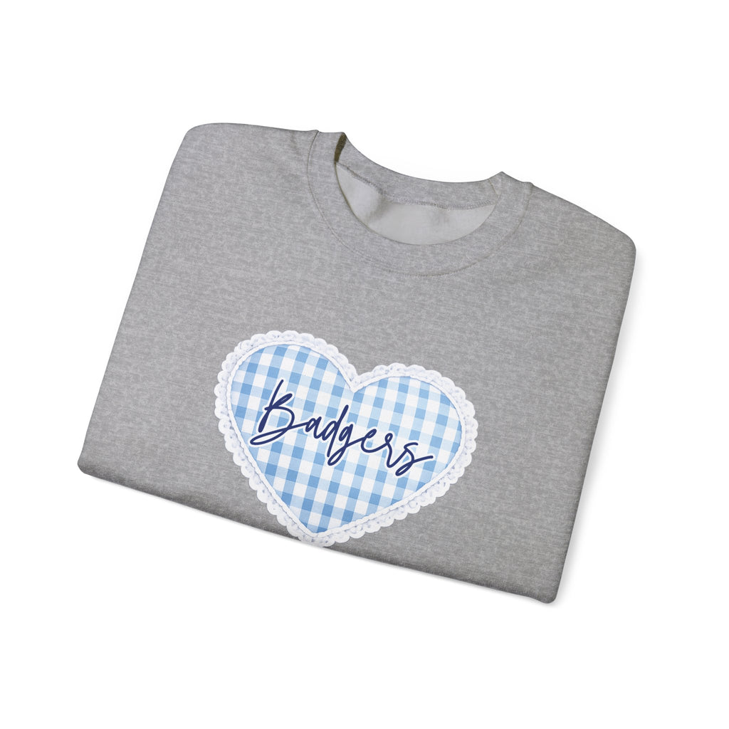 Gingham heart badgers Unisex Heavy Blend™ Crewneck Sweatshirt