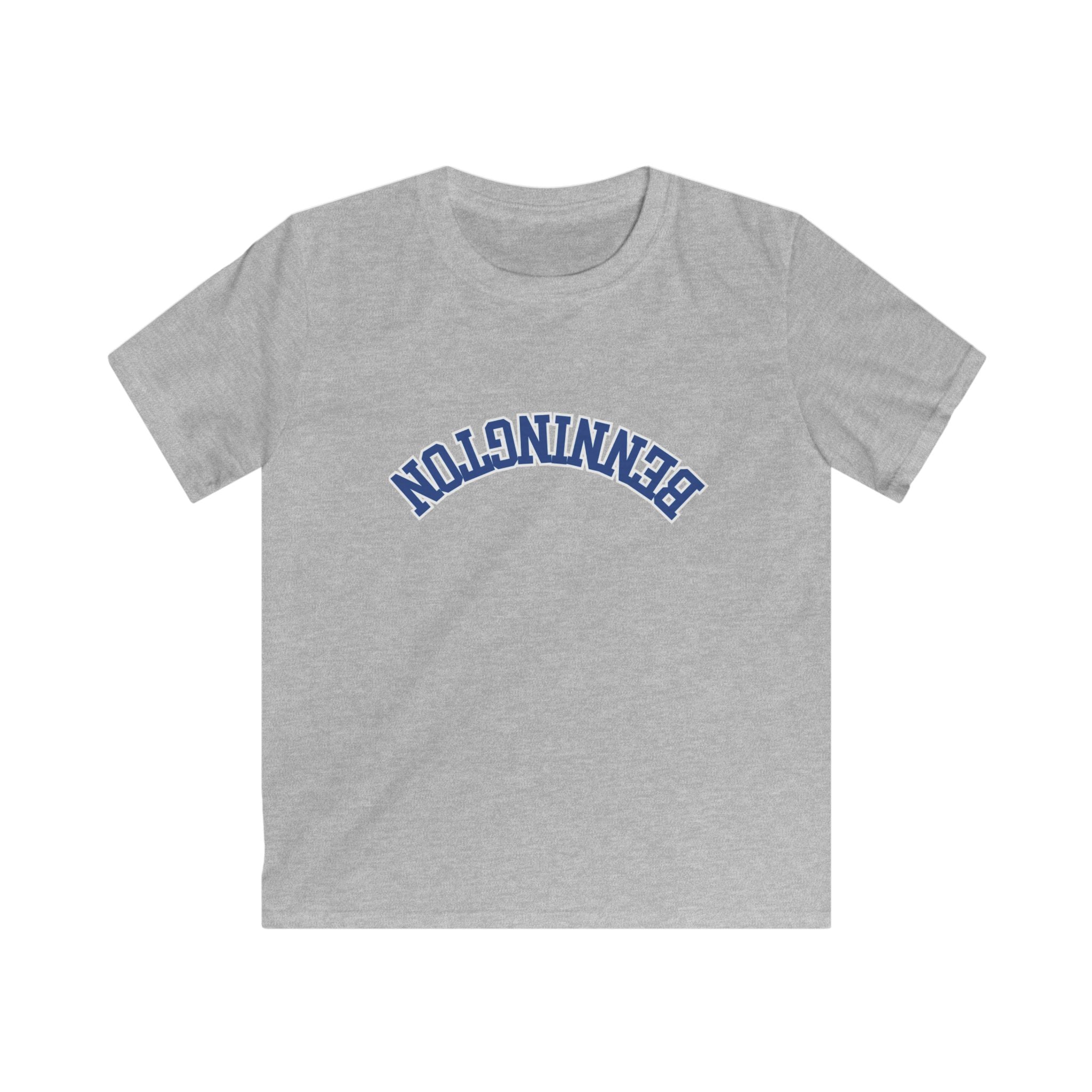 Kids Tee, Treading Bennington, Backwards Text, Softstyle Shirt for Children, Youth Clothing, Graphic Top, Unique Kids Apparel