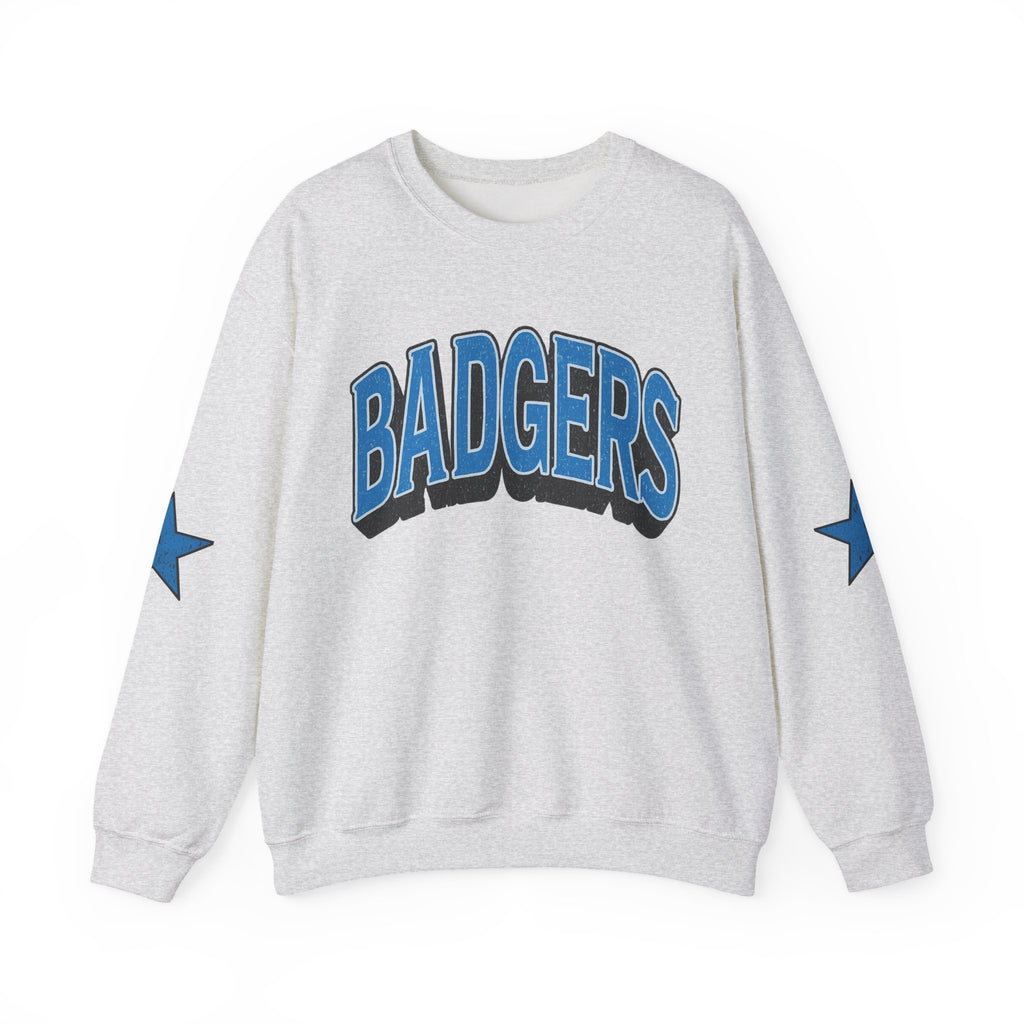 Badgers distress with stars Unisex Heavy Blend™ Crewneck Sweatshirt