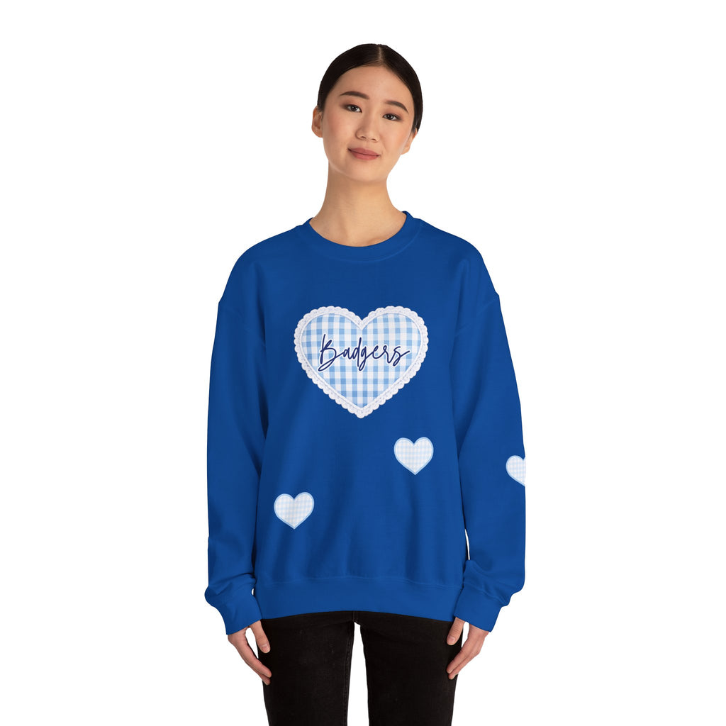 Gingham heart badgers Unisex Heavy Blend™ Crewneck Sweatshirt